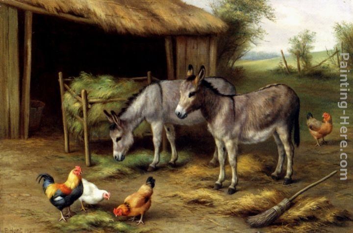 Edgar Hunt Donkeys And Poultry
